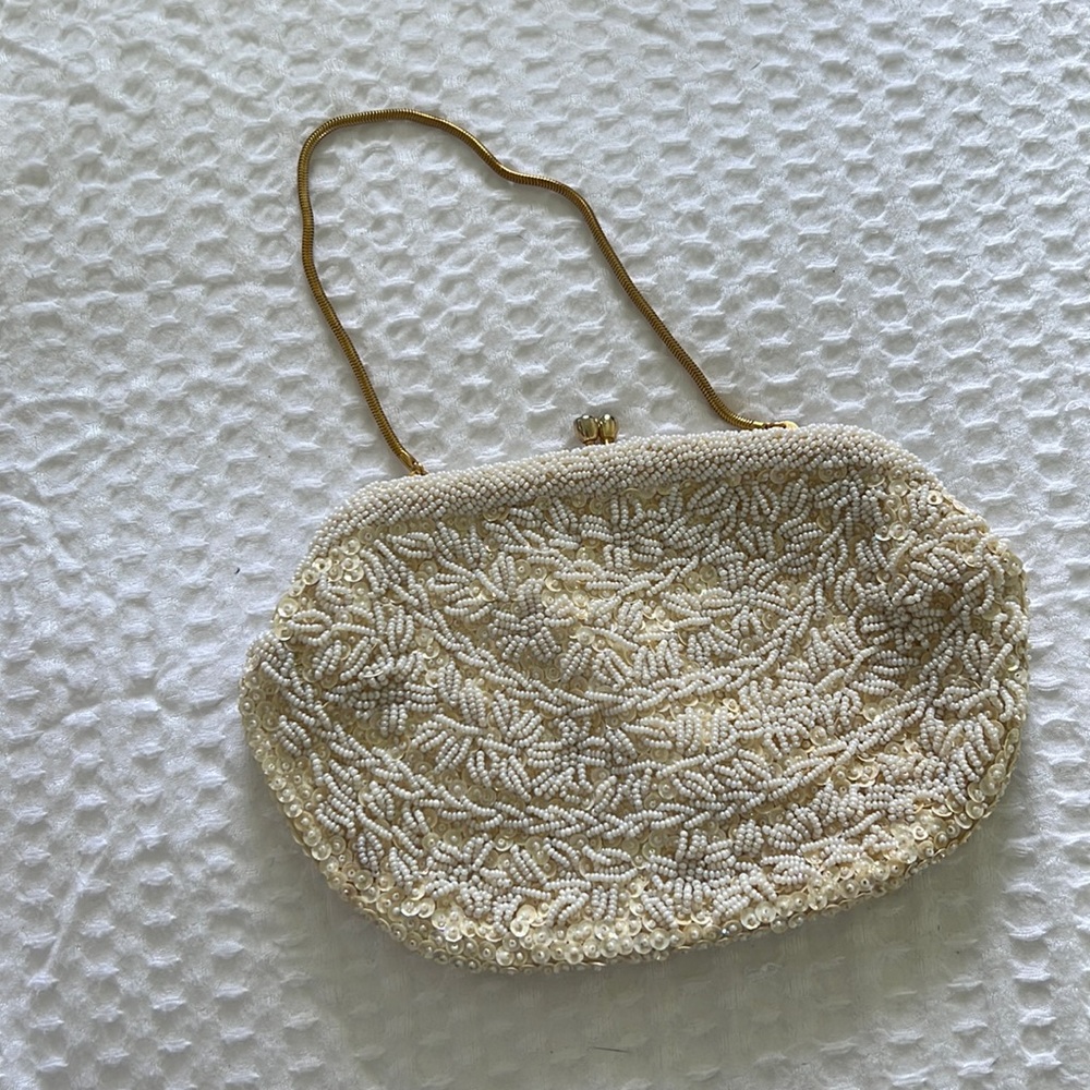White beaded clutch
